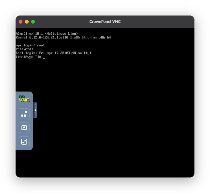 CrownPanel - VNC Console
